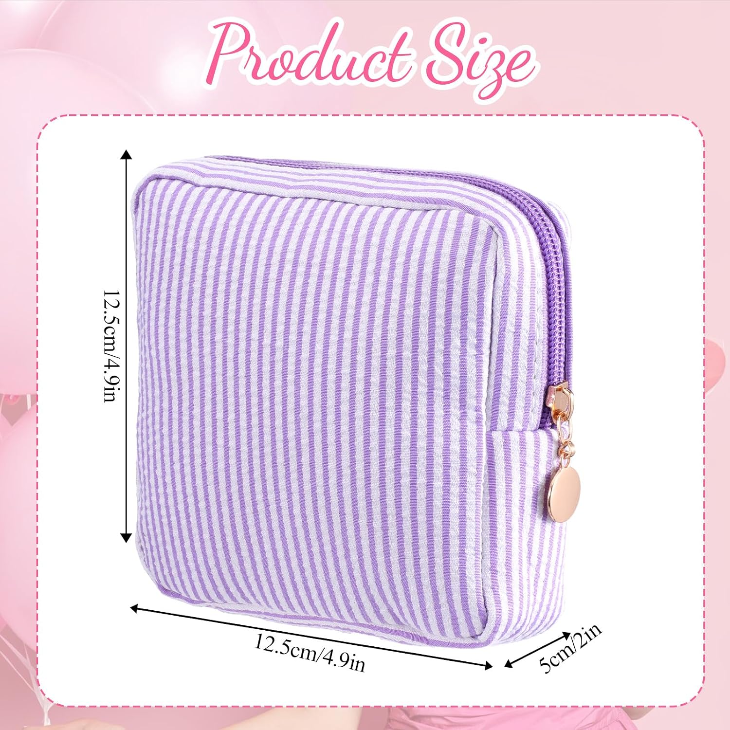 Period Bag Pouch, Portable Sanitary Napkin Storage Bag for Women, Soft Polyester Feminine Product Bags Period Kit Pad Holder for Purse, Tampons, Panty Liners, Purple
