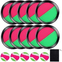 Cooraby Toss and Catch Paddle Game 5 Set Paddle Toss and Catch Ball Sport Games Suitable for Sports, Beach and Party Favor with Storage Bag, 10 Paddles and 5 Balls