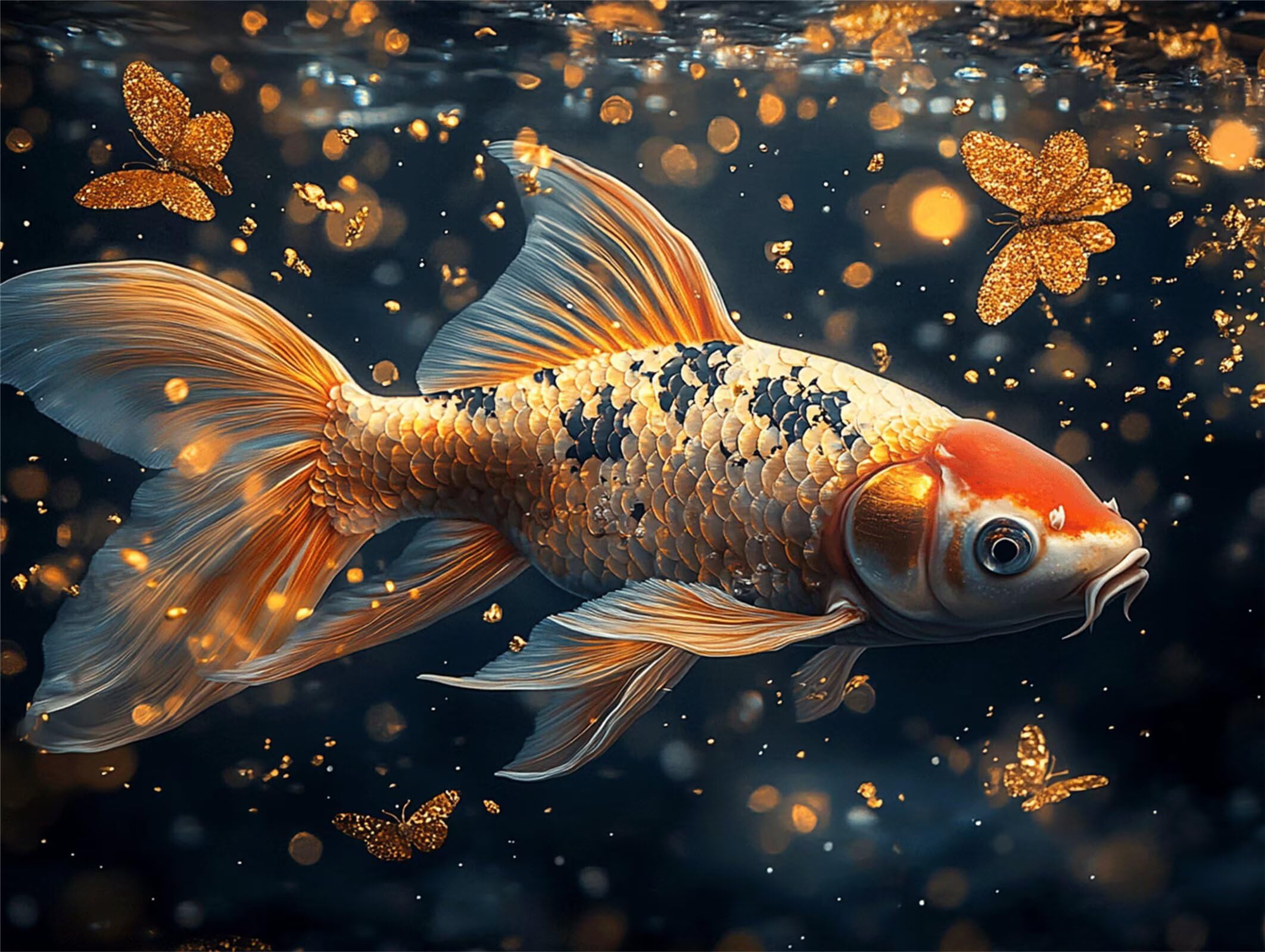 Puzzle 3000 elementów dla dorosłych, gry rodzinne, Koi Fish Dreamy, n-323