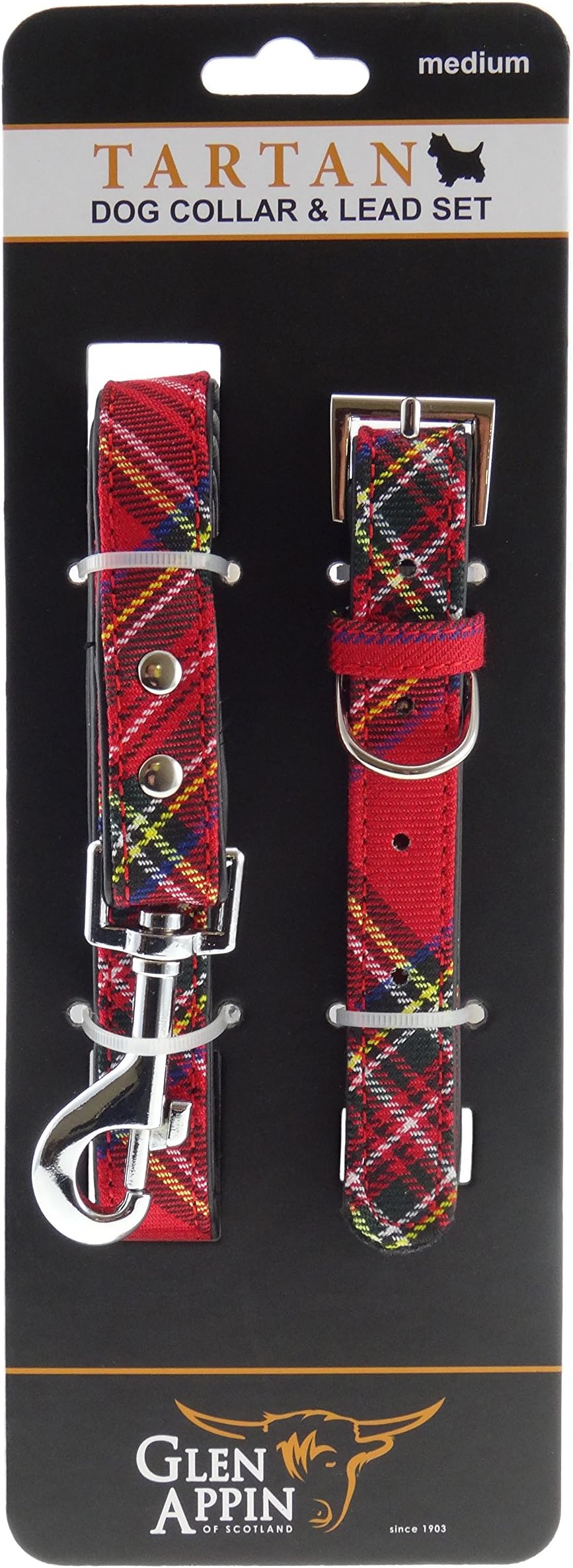 Lovely Red Royal Stewart Tartan Dog Lead and Collar Set - Available in 3 Sizes