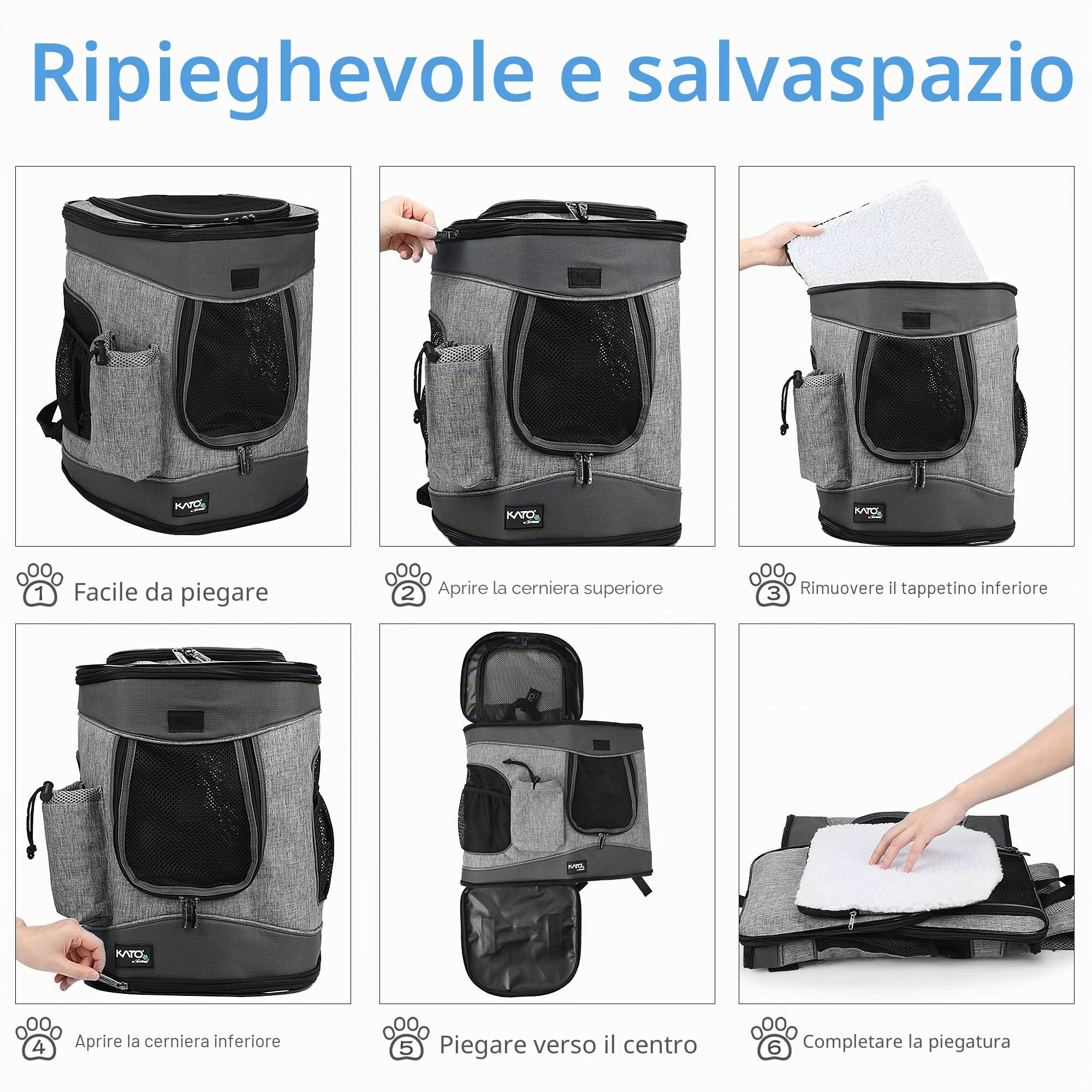 Zaino Grande Per Animali Da Compagnia Kriter Planet, Adatto Per Cani E Gatti, Schienale Imbottito Pieghevole, Zaino Per Animali Da Passeggio 1.5lbs