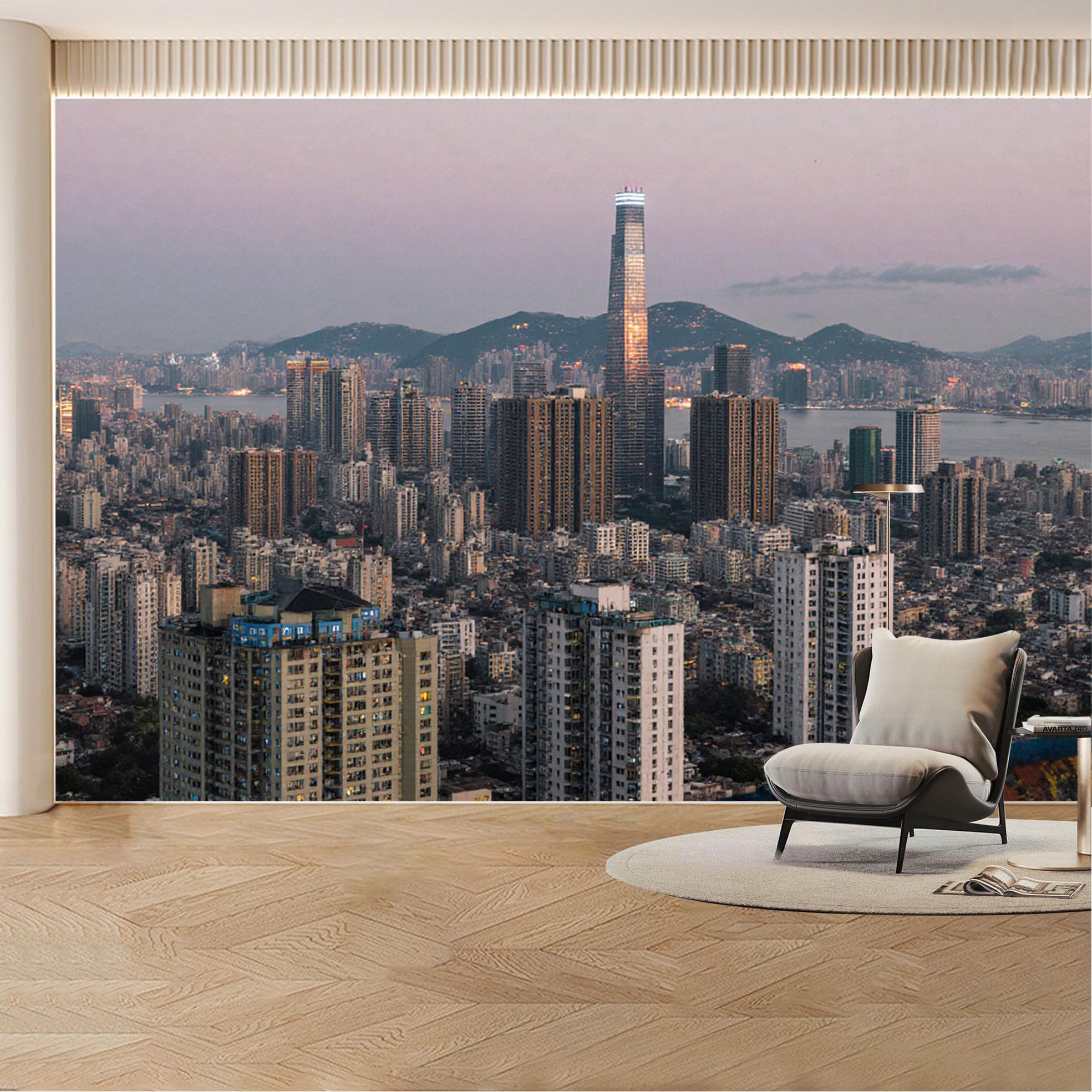 Custom Wall Mural Wallpaper City Skyline Landscape Modern Wall Decor Large Wall Art Urban Sunset Removable SelfAdhesive Large Photo for Living Room， Bedroom， Office