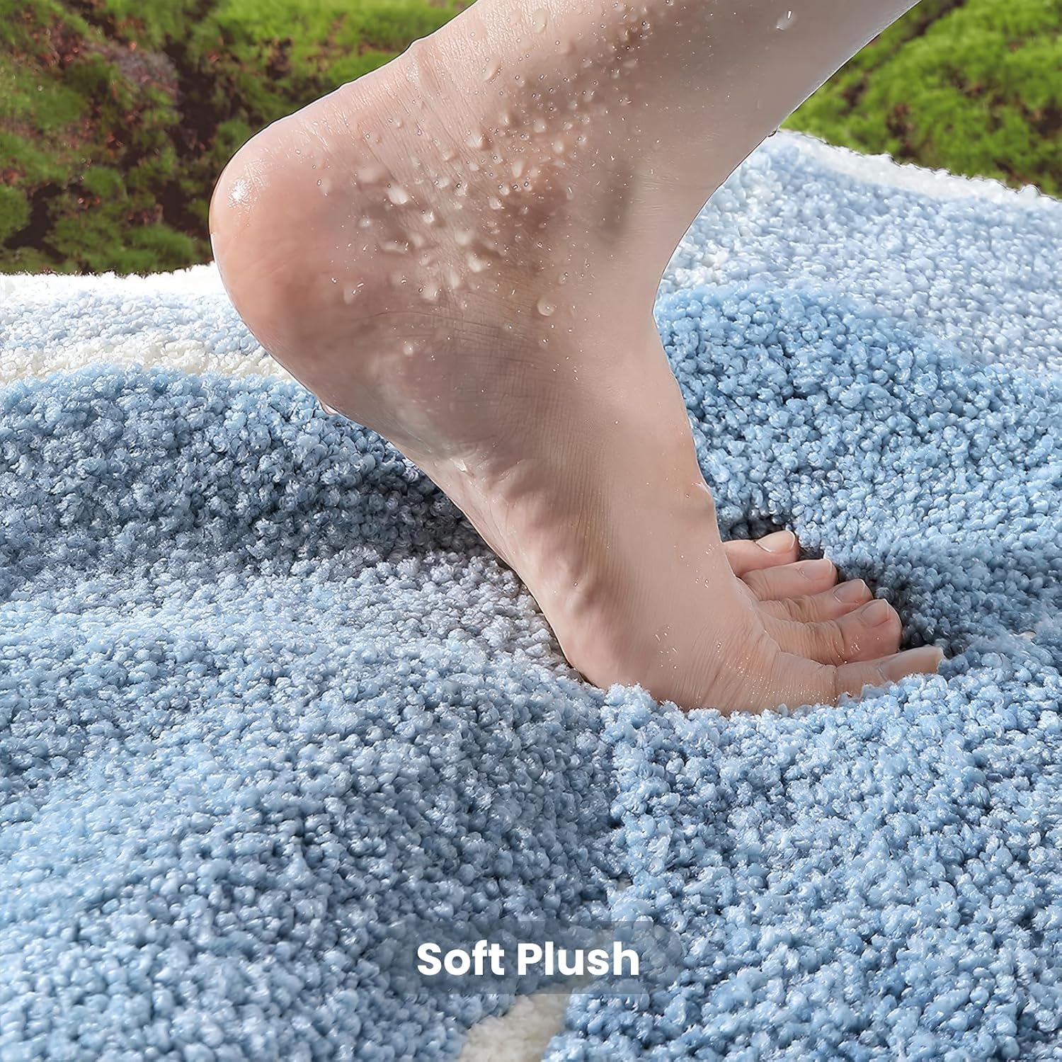 Bathroom Rug Mat, Blue Sea and Sand Bath Mat with Soft & Non-Slip, Ultra Absorbent Microfiber Shaggy Door Mat, Quick Dry Bath Rug Carpet for Toilet Bathtub Bedroom 20x31 Inch (Blue) - Image 2