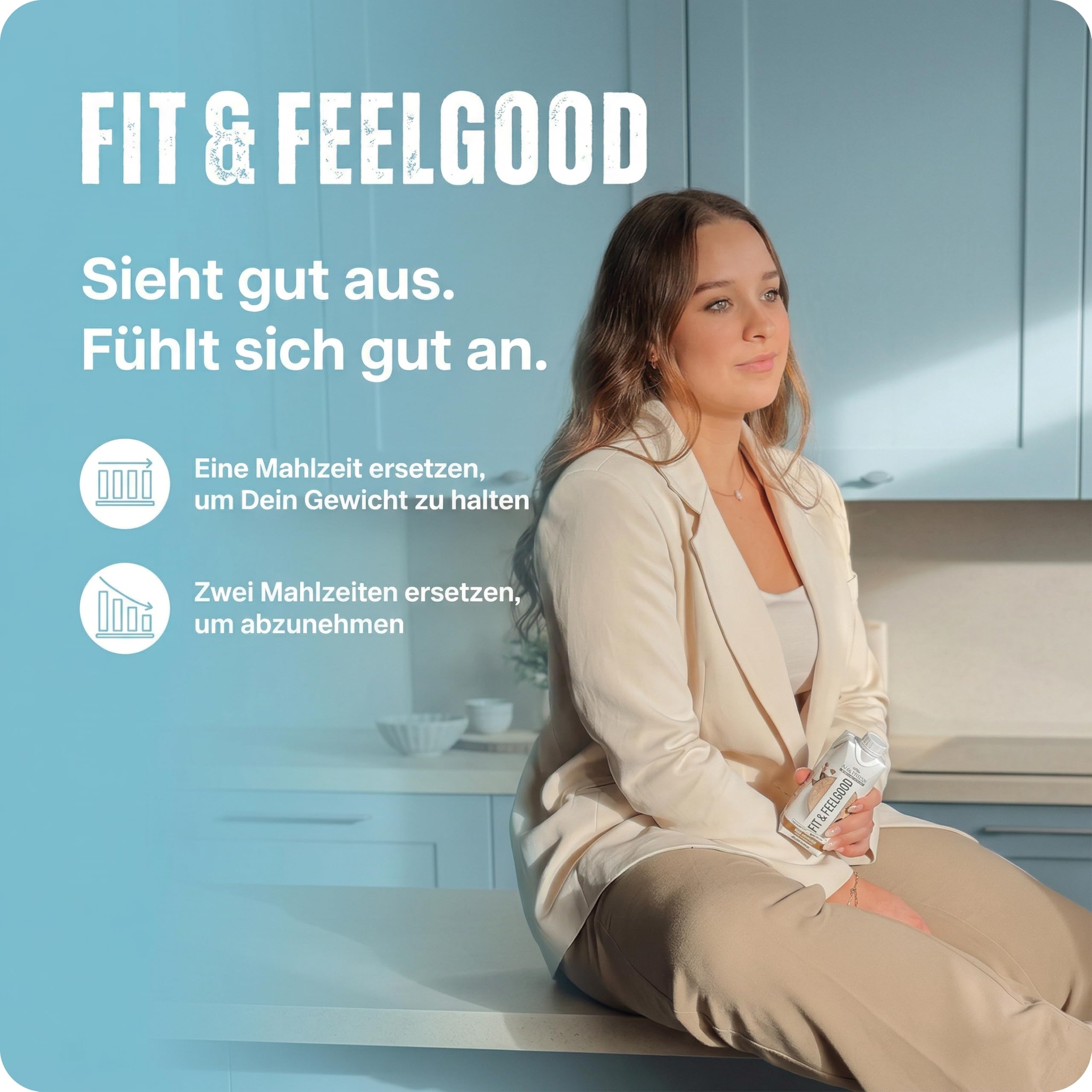 Layenberger Fit&Feelgood Slim Shake Fixfertig, trinkfertiger Mahlzeitersatz für 8 Portionen mit je 208 kcal (8x 330 ml) - Schokolade