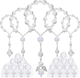 Fyshird 15 Stück Schutzengel Taufrosenkranz Danke Geschenk Schutzengel Anhänger Silber Geschenkanhänger Kraftpapier Gastgeschenke für Hochzeit Taufe Abschied Dankeschön Kommunion Konfirmation