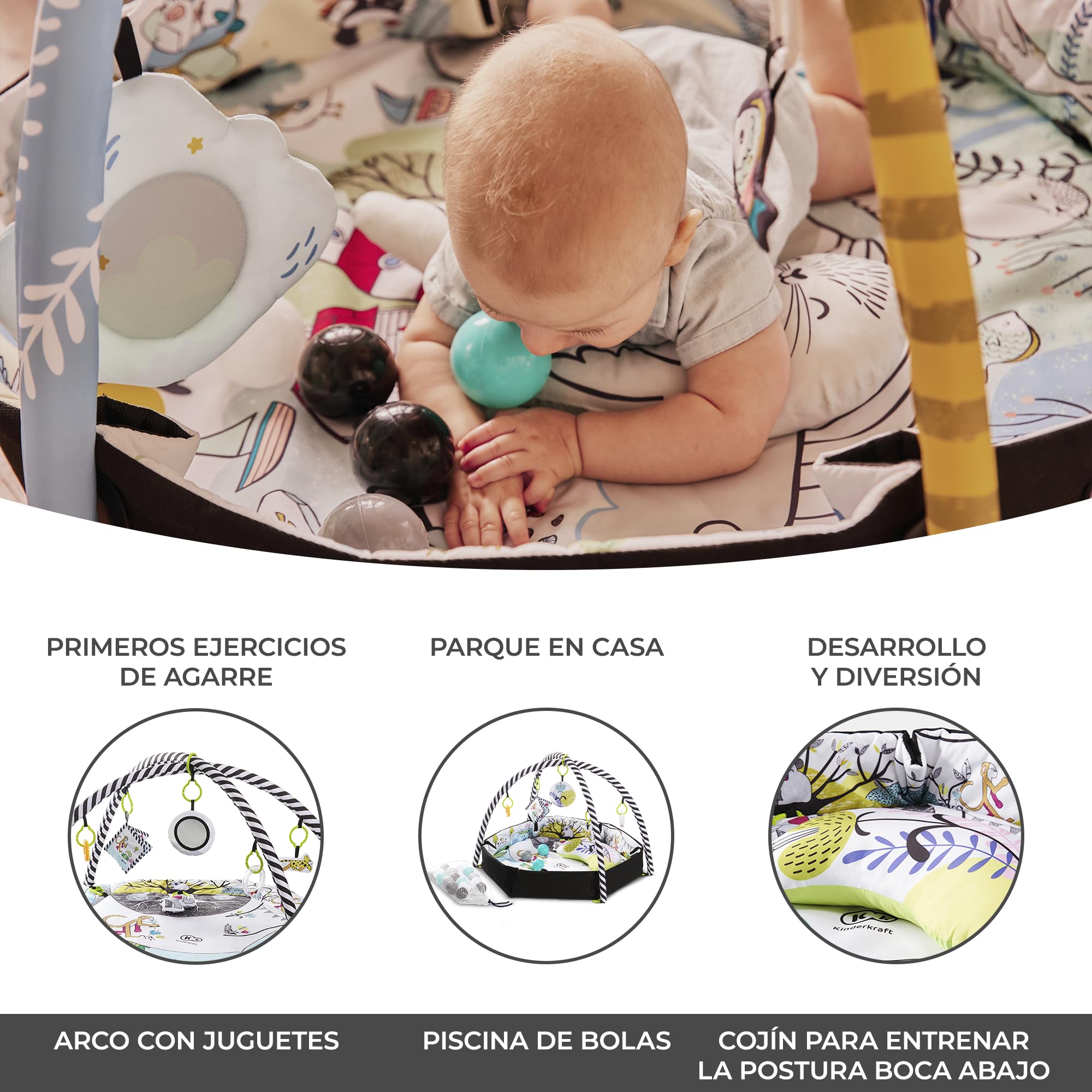 kk KinderKraft Educational Playmat SMARTPLAY - Baby, Unisex Infantil, Multicolor, 1 Unidad (Paquete de 1)