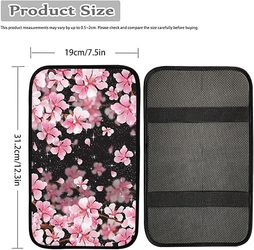 Miniatura 4 de Funda para reposabrazos de consola con estampado de flor de cerezo rosa, accesorios de automóvil para mujer, funda suave y cómoda para consola