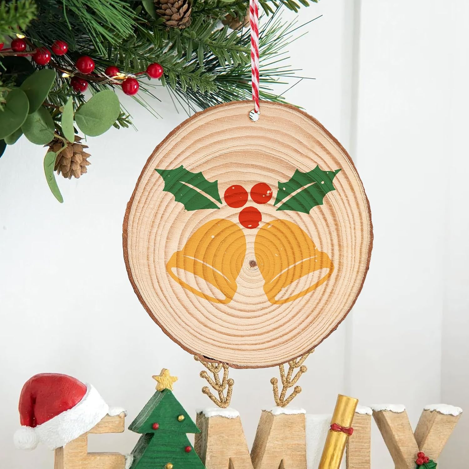 SOUJAP 60pcs 3.5-4 Inch Natural Wood Slice, 9-10cm Unfinished Wooden Slices, Log Discs Circles for DIY Arts, Crafts