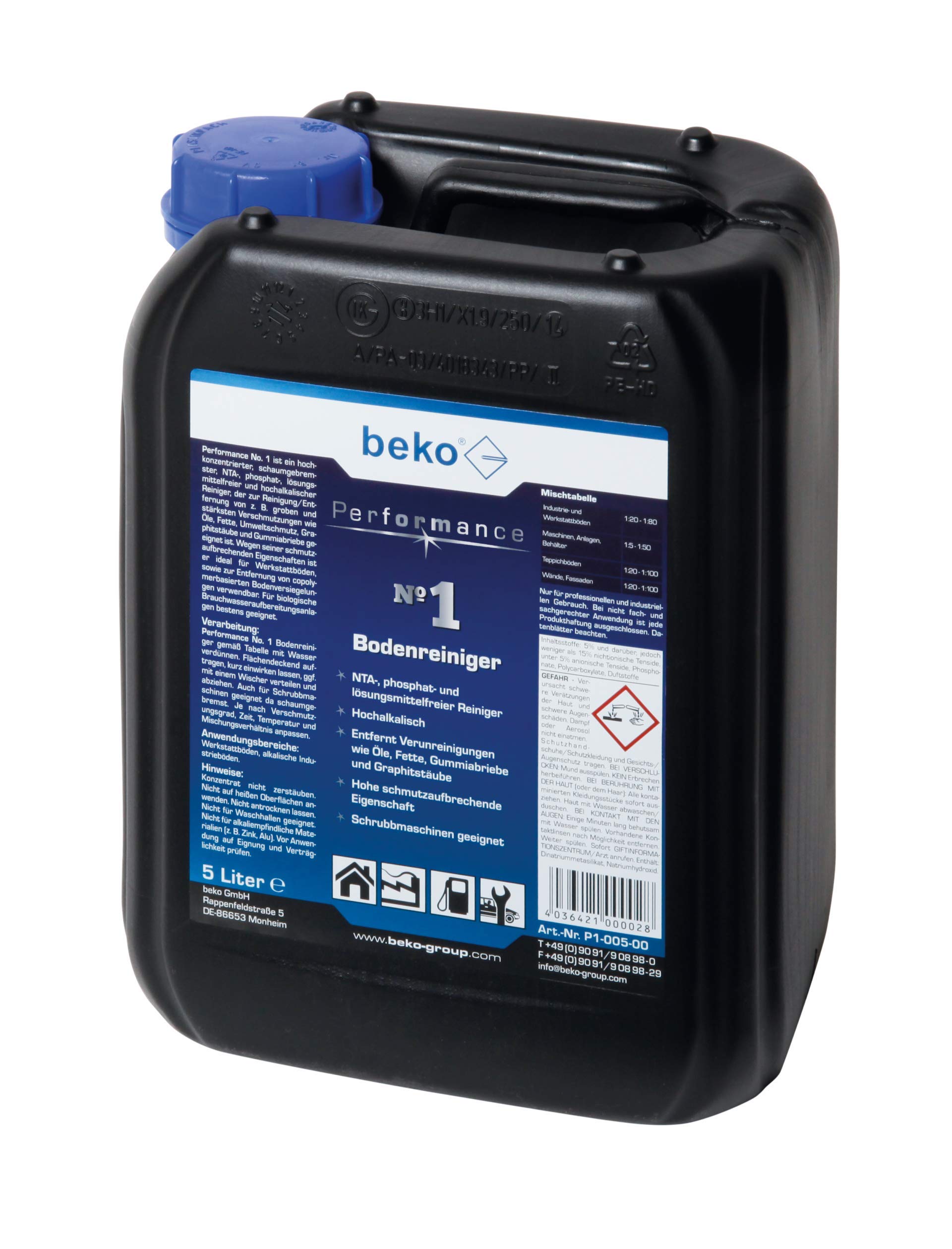 Beko Performance No. 1 limpiador suelo 5 l Bidón, 1 pieza, P1 – 005 – 00