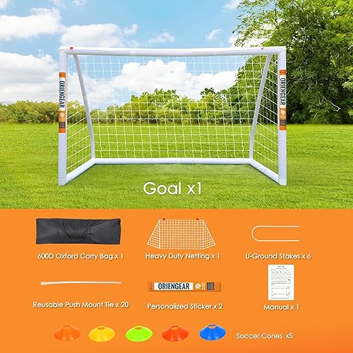 Miniatura 5 de ORIENGEAR Soccer Goal, 12x610x6.58x66x4 Full Size Soccer Goals for Backyard, Soccer Net with Training Discs, Portable Soccer Goal for Kids and