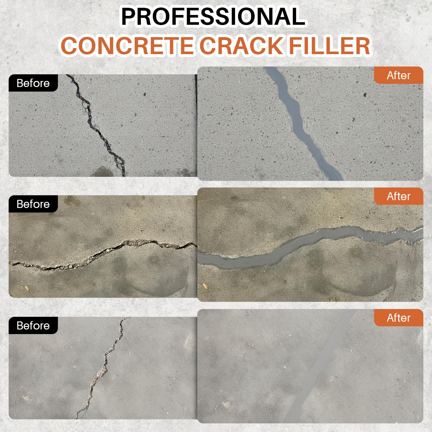 Concrete Crack Filler, Self-Leveling Magic Crack Filler for Concrete, Waterproof Repair Sealant for Cement Driveways, Patio, Sidewalk, Indoor & Outdoor, High Elasticity and Quick-Drying-4PCS