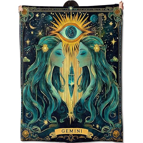 Gemini Zodiac Blanket Gifts for Women Adult Girls,Tarot Astrology Throw Blankets,So...