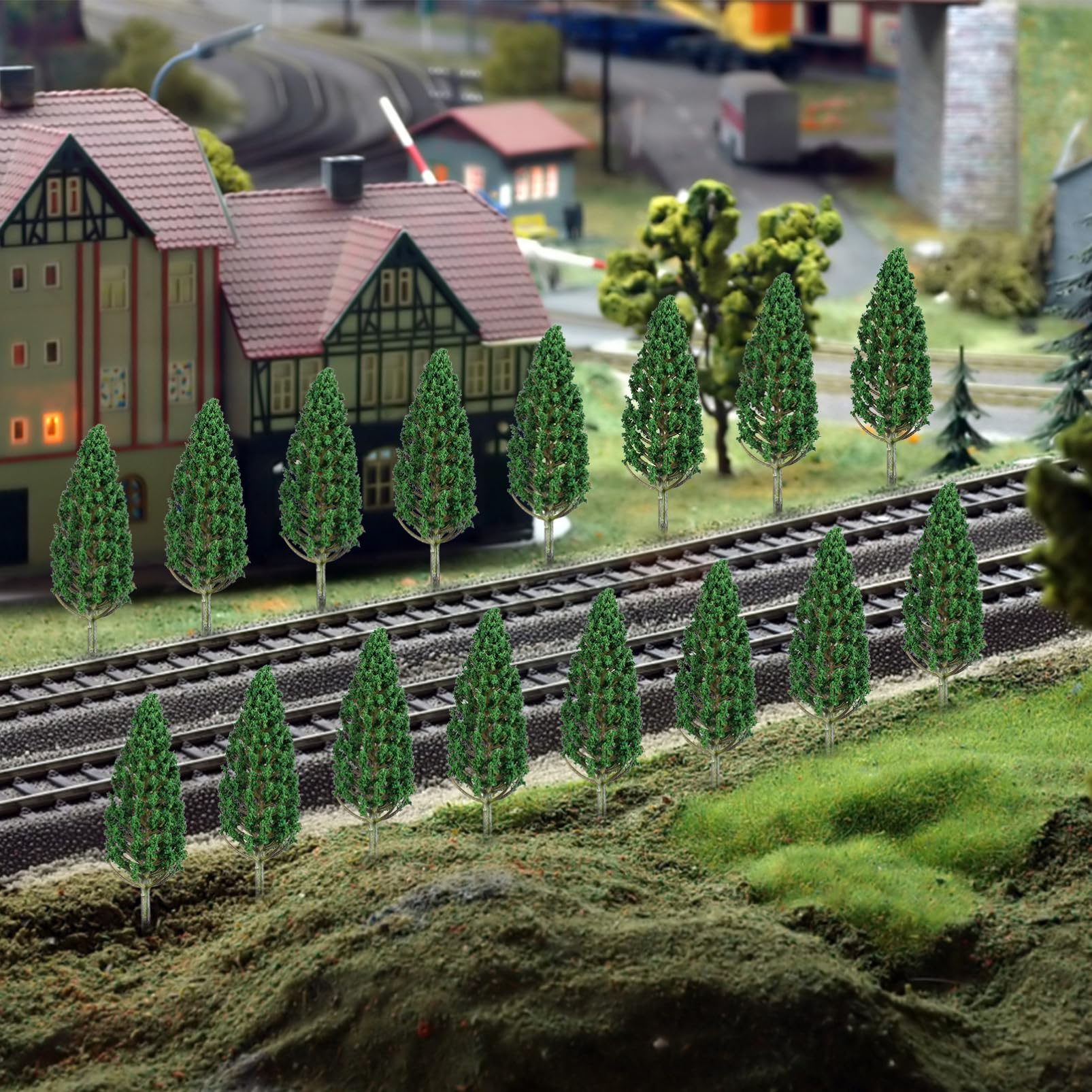 STOBOK 48pezzi Miniature Model Trees Per Decorazioni Paesaggistiche e Fai Da Te Di Alberi Falsi Per Modelli Ferroviari e Scenari Miniatura