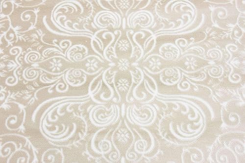 Miniatura 6 de Unique Loom Rushmore Collection Adams - Alfombra redonda de 5 pies, color beige y marfil