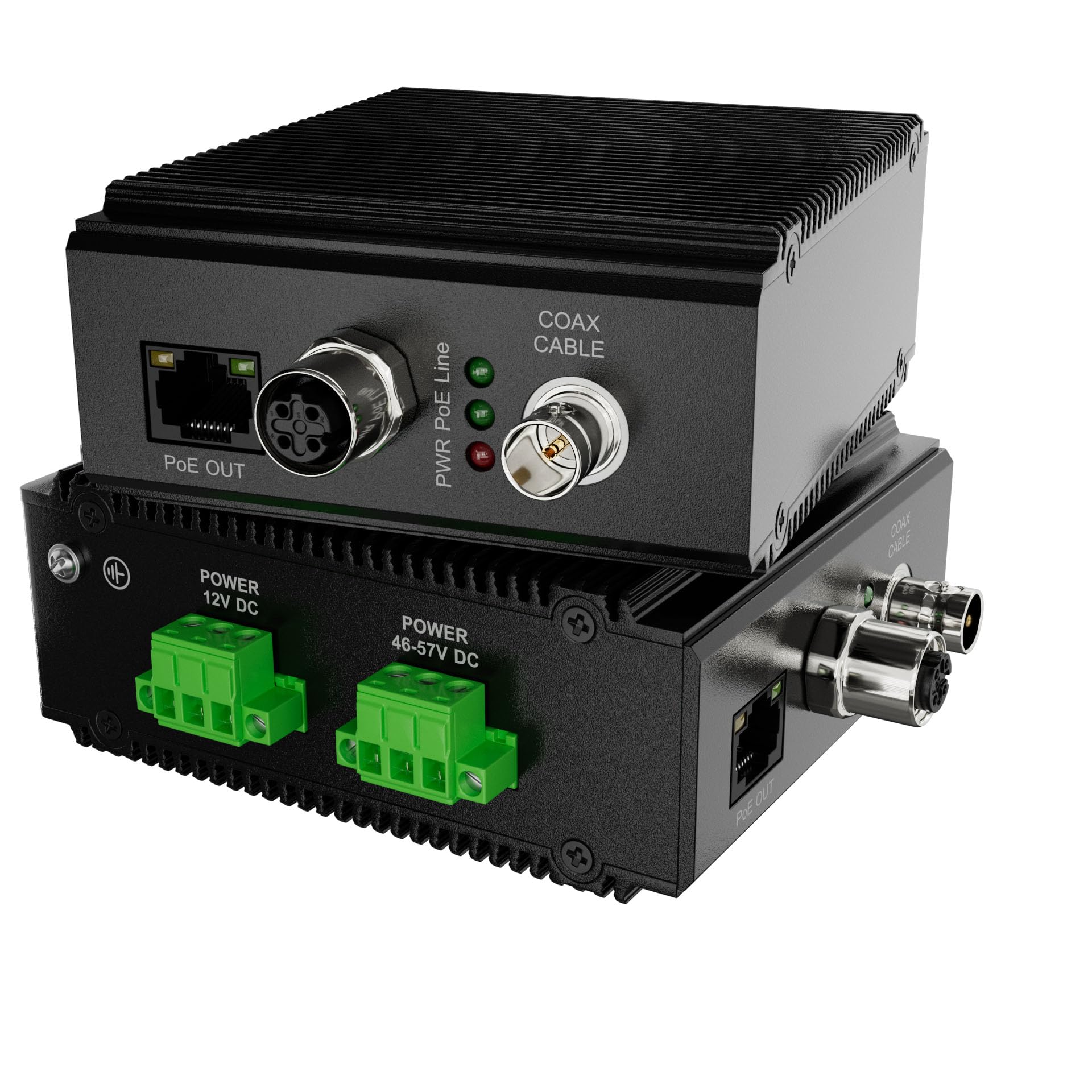 M12 + RJ45 Industrial PoE Ethernet Extender Kit, 800m 2600ft, DIN Rail
