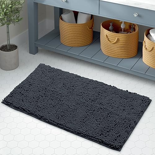 Miniatura 4 de LuxUrux - Tapete de microfibra de felpilla extrasuave de pelo largo de 1 pulgada, muy absorbente, para baño o regadera, lavar y secar a máquina (15