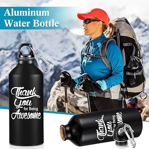 Miniatura 10 de Uiifan 40 botellas de agua de aluminio de 20 onzas, botella de regalo de agradecimiento, botellas de agua ligeras, a prueba de fugas, botella de