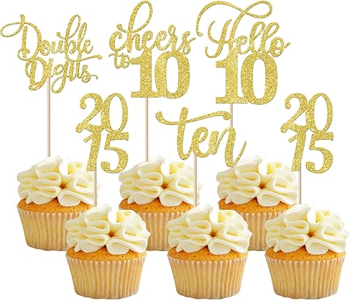 Miniatura 371 de Rsstarxi Paquete de 30 adornos para cupcakes de 15 cumpleaños con purpurina Mis Membrillo 15 desde 2010 Feliz 15º Cupcake Toppers Quince Cheers to