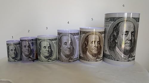 Miniatura 7 de Billete de 100dólares Estaño dinero banco Jumbo, banco Nota Estaño Metal Dinero Caja Metálica 100dólares Bill Dólar Moneybox, 8,5"X 6.0dinero banco
