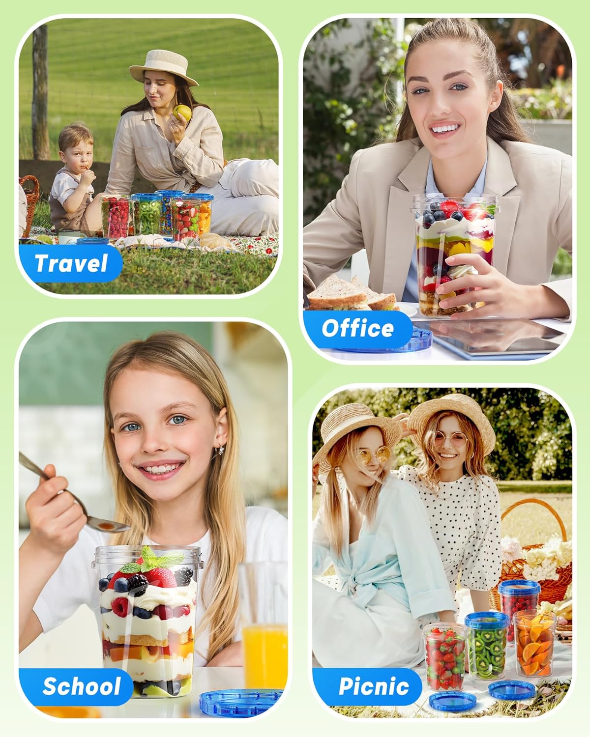 12 Pack-34oz Freezer Storage Containers, Plastic Food Storage Containers with Twist Top Lids, BPA Free and Reusable Soup Containers with Lid, Microwave and Dishwasher Safe