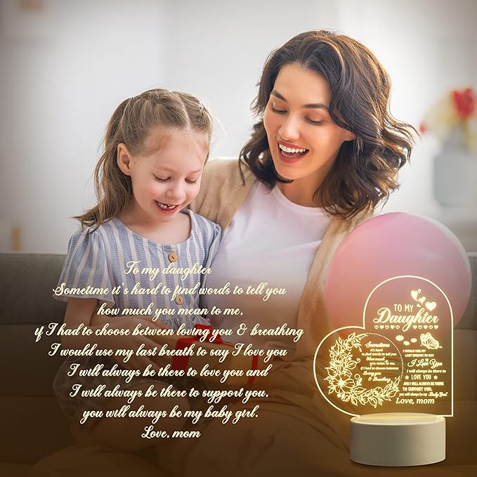 Quaintir Daughter Gifts from Mom, Daughter Gifts, to My Daughter Acrylic Night Lamp, Christmas Birthday Mother's Day Graduation Wedding Valentines Gifts for Daughter from Mothers Dad photo 2