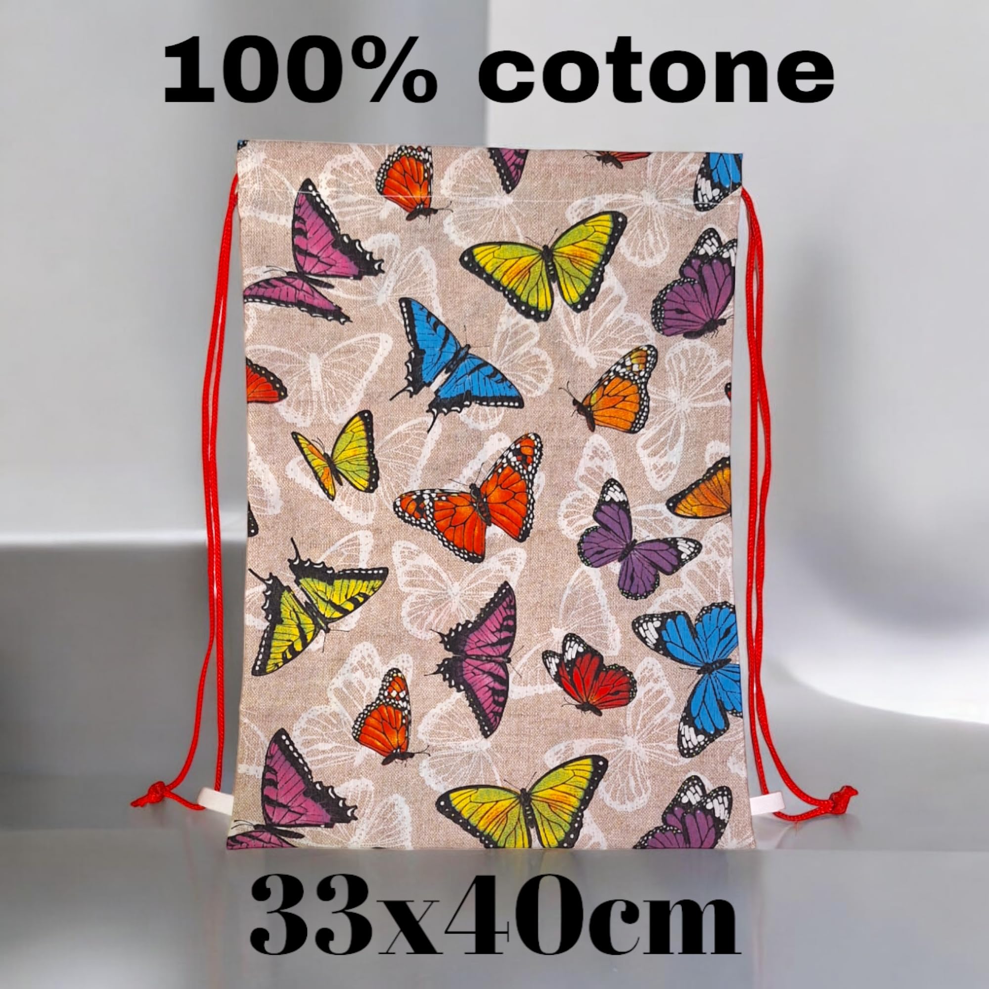 Set asilo 3 pezzi ricamato. Sacca asilo e 2 asciugamani con asola personalizzati. Set asilo bambina e bambino in cotone (Farfalla)