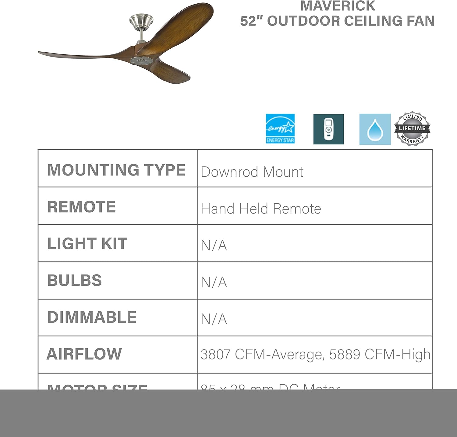 Exсluѕіvе Dіѕсоunt 80% оƒƒеr Monte Carlo 3MAVR52BSKOA Maverick II Energy Star 52 Outdoor Ceiling Fan with Remote Control, 3 Balsa Wood Blades, Brushed Steel