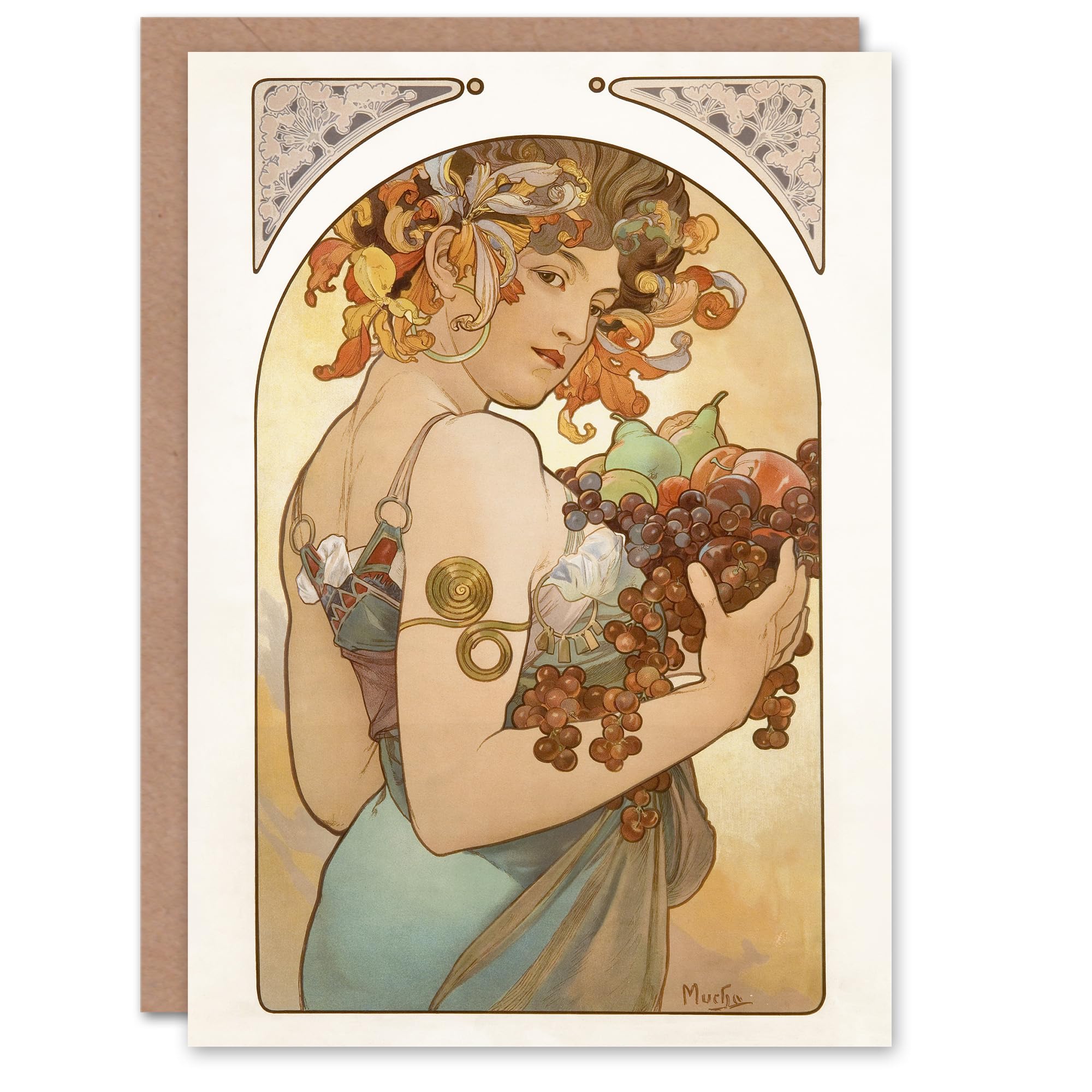 Artery8 Alphonse Mucha Art Card Woman With Fruit Art Nouveau
