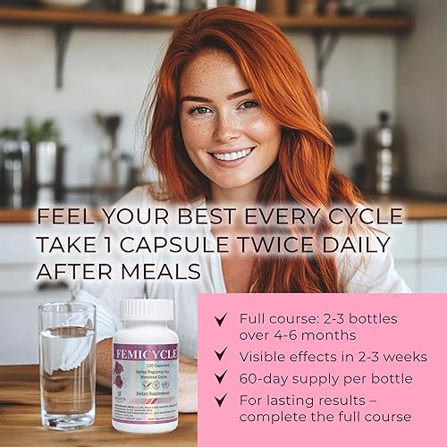 Miniatura 3 de FEMICYCLE - Fórmula herbaria Regula el Ciclo Menstrual, 120 Cápsulas