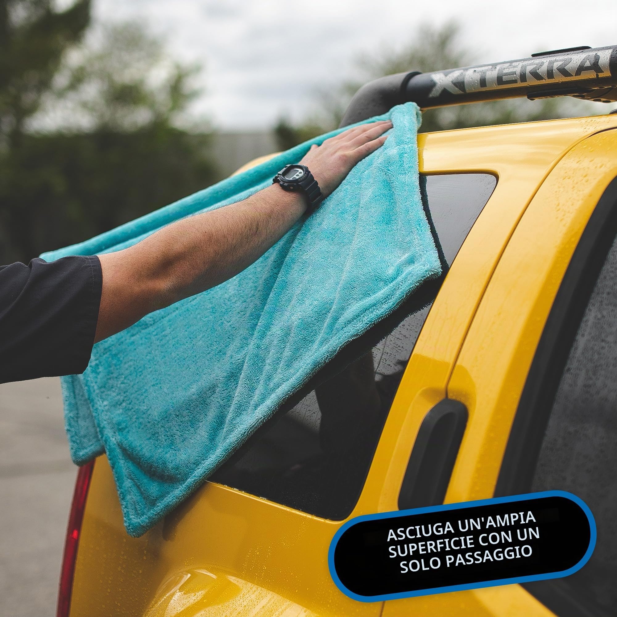 The Rag Company - The Liquid8r - Asciugamani super assorbenti in microfibra 70/30 misti, sicuri per dettagli e graffi, trama ad anello attorcigliato, 1100 g/m², 63,5 x 91,4 cm, blu acqua