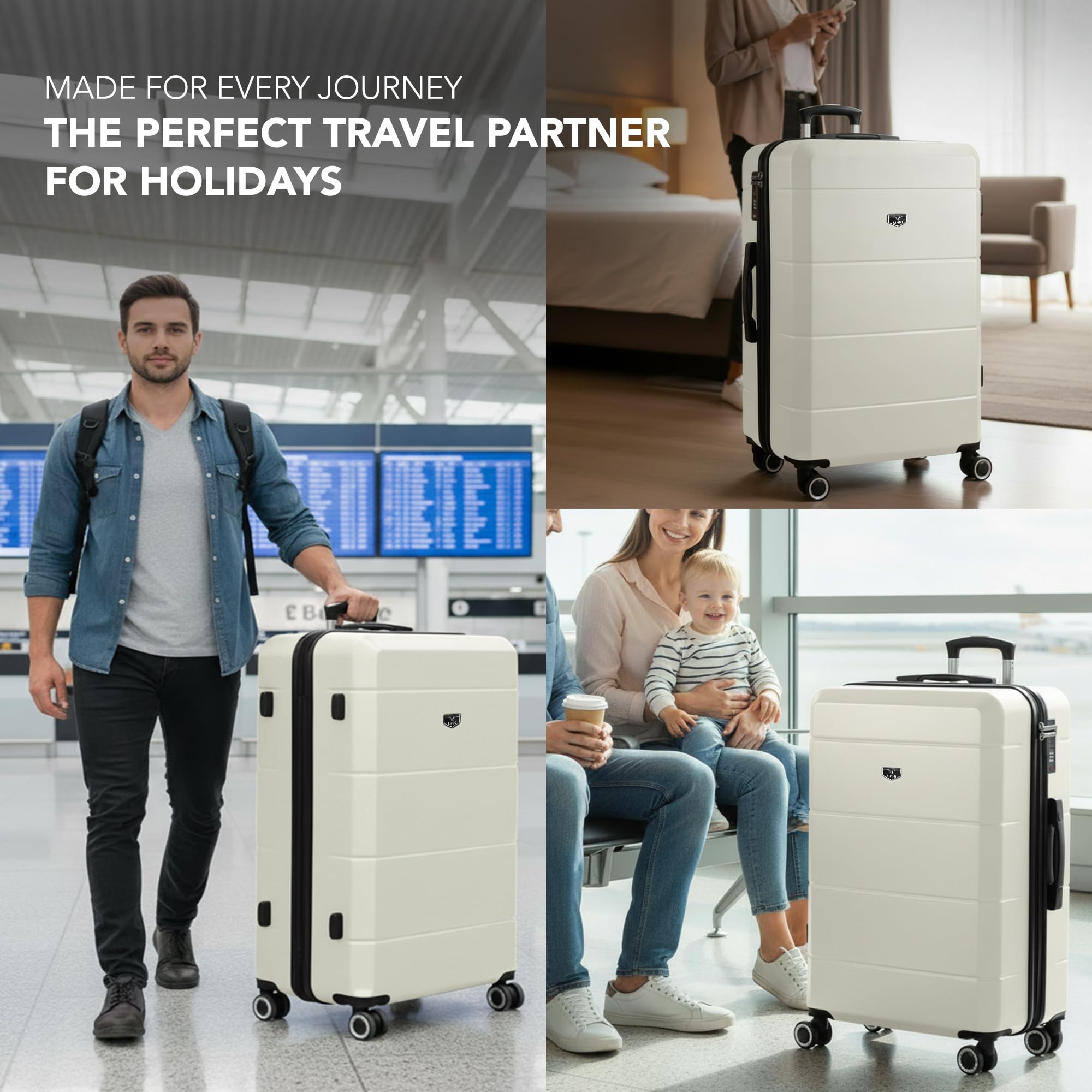 LUGG - Jetset 40cm Suitcase - 40x30x20cm- Ryanair Compatible - Underseat Size - Hard Shell ABS - Spinner & Removable Wheels - Lightweight Travel Luggage- Cream/Brown — view 165