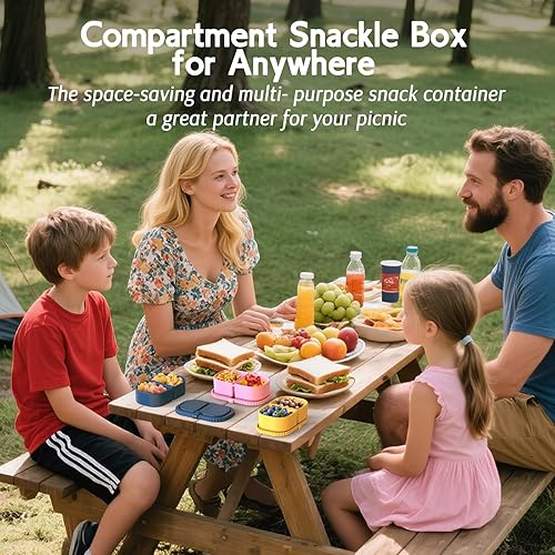 Miniatura 6 de Paquete de 3 recipientes de silicona reutilizables con tapas, recipientes de preparación de comidas, 2 compartimentos, caja portátil de silicona