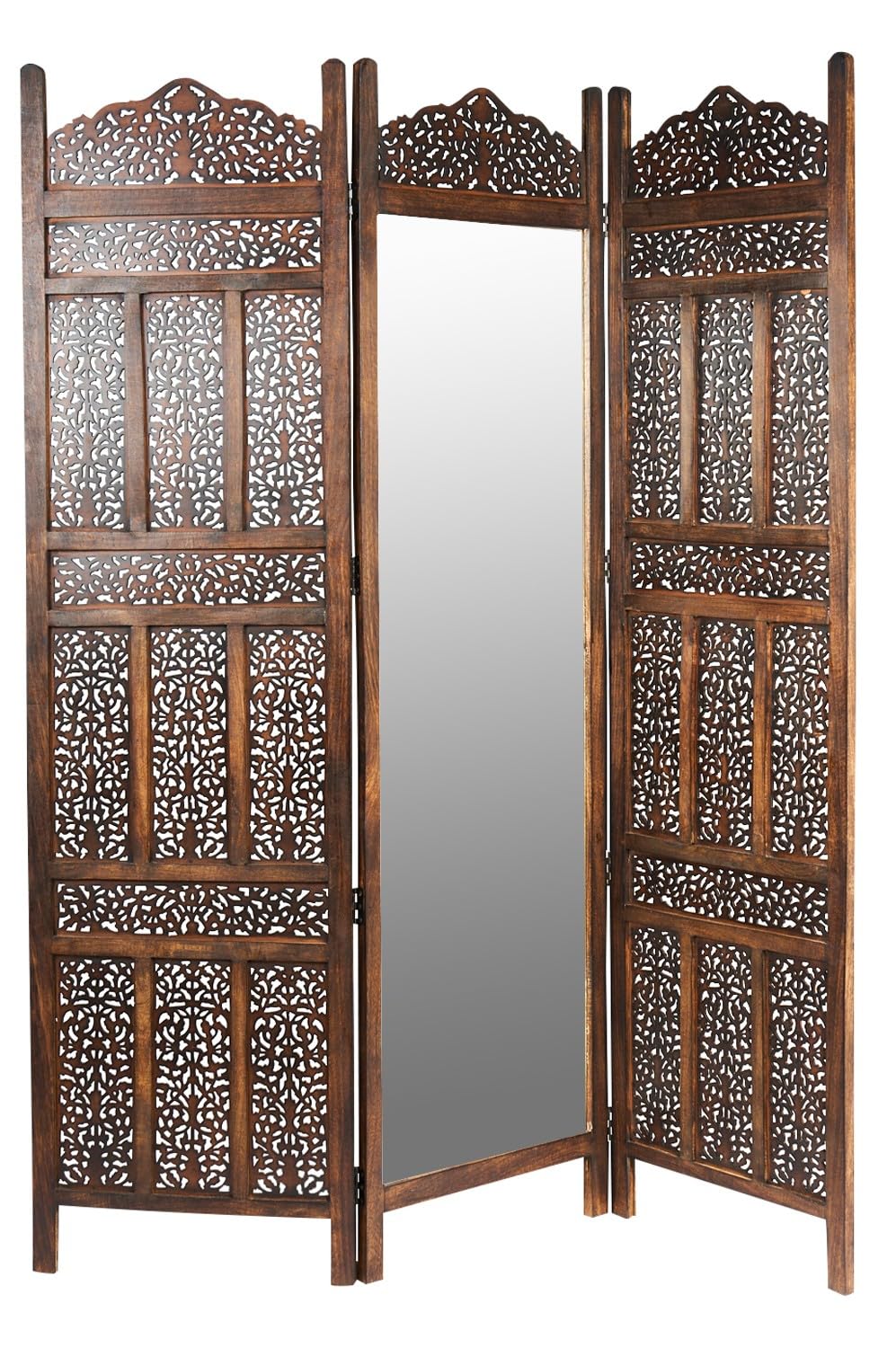 Elroi - Biombo oriental moderno de madera y MDF (150 cm), color marrón