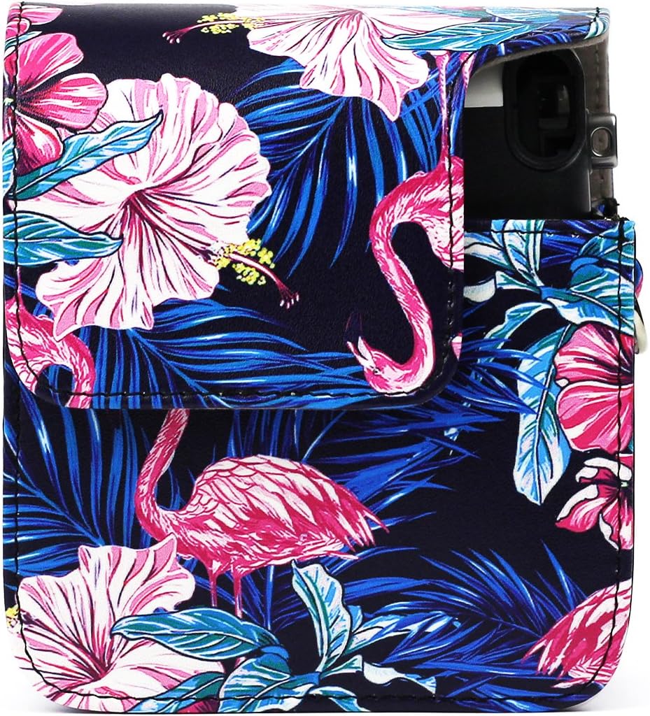 CAIUL Compatible Mini 70 Camera Case Bag with Soft PU Leather Material for Fujifilm Mini 70 Camera - Flamingo Black