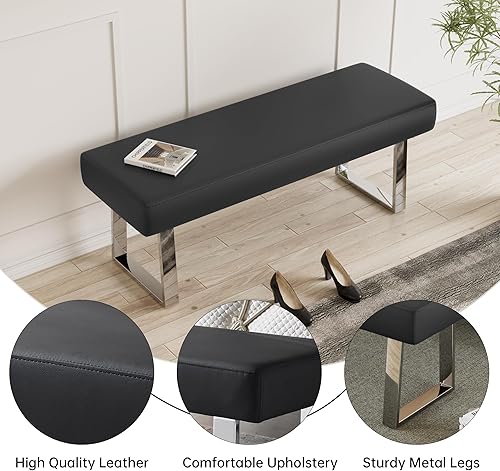 Miniatura 3 de JIEXI Banco de dormitorio con asiento acolchado para el extremo de la cama tapizado Banco de esquina pequeño con patas de metal para interior, para