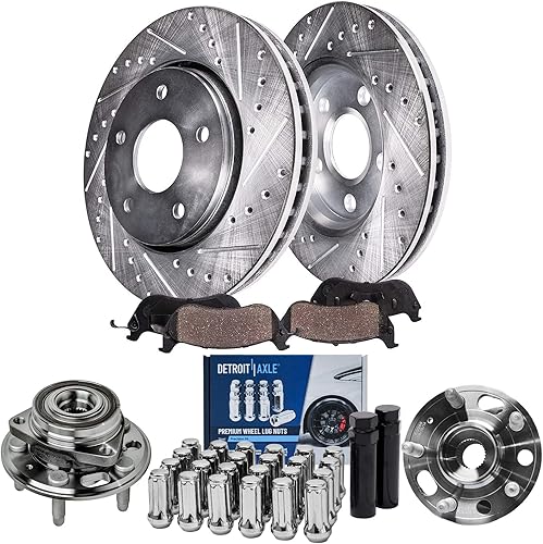 Miniatura 70 de Detroit Axle - Kit de freno delantero para Ford Explorer Mercury Mountaineer 2002-2005 Bujes de rodamiento de rueda perforados y ranurados rotores