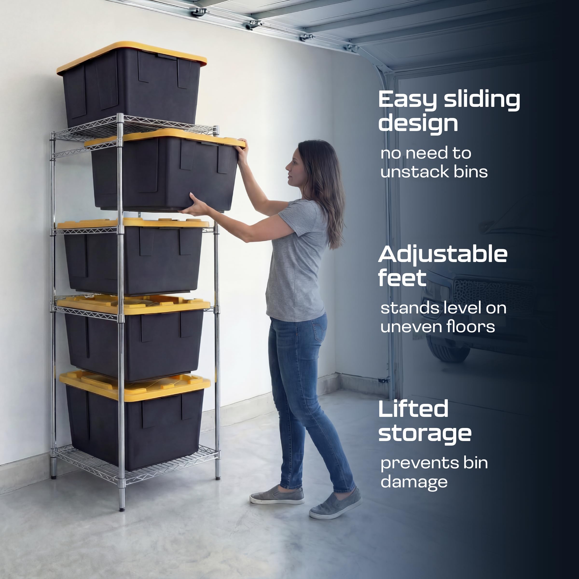 Amazon.com - Bin Storage Rack with 5-Pack 27 Gallon Storage Totes