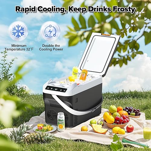 Miniatura 2 de advwin Refrigerador eléctrico de 12 voltios para automóvil de 23 cuartos (22 litros), enfriador de automóvil enchufable con cable de alimentación