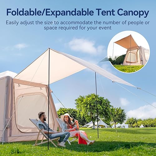 Miniatura 2 de Tienda de campaña inflable con toldo, carpas inflables Oxford impermeables para acampar con bomba de mano, tienda de aire al aire libre fácil de