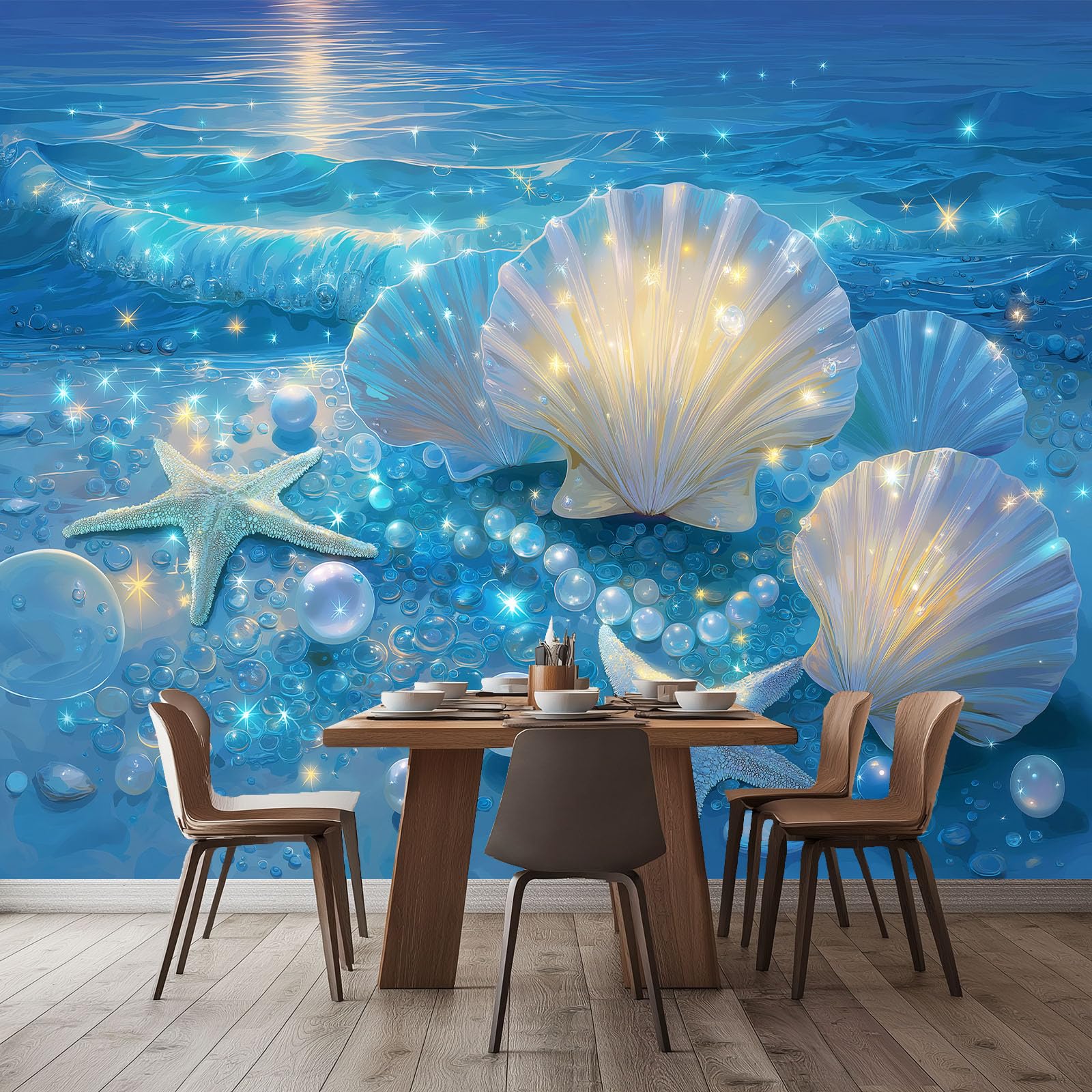 Vlies-fototapete Seestern Perlen, 400x280 cm (BxH) 3D Effekt Wandbild