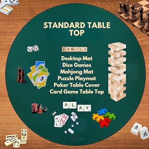 Miniatura 94 de Tapete de juego de mesa de 42 x 66 pulgadas, tapete Mahjong para mesa con bolsa de transporte, tapete de juego de neopreno antideslizante, cubierta