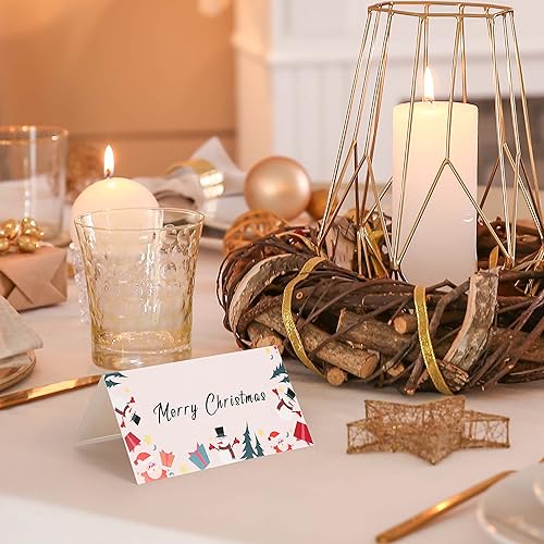 Miniatura 6 de Aboofx 100 tarjetas de lugar negras para bodas o fiestas, puntuadas para facilitar el plegado, tarjetas de lugar para el montaje de mesa, etiquetas