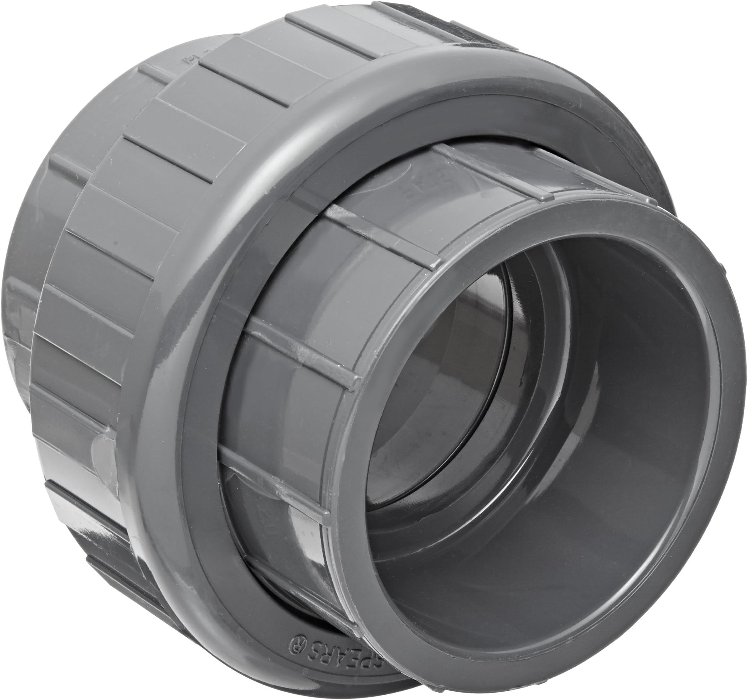 Spears 897 Series PVC Pipe Fitting, Union with EPDM O-Ring, Schedule 80, 2" Socket