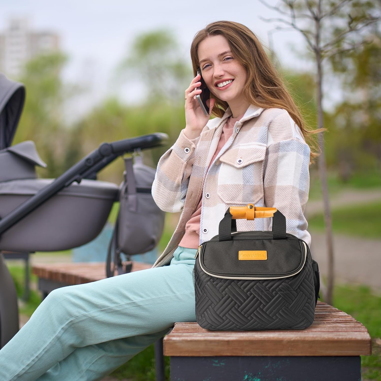 Wearable Breast Pump Bag Portable Breast Pumping Travel Bags for Work Mom Breastmilk Cooler Carrying Case for 6 Bottles with Adjustable Shoulder Strap Dividers Changing Mat - Image 8