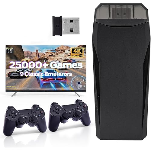 Wireless Retro Game, 25000+ Games Built-in, 4K HDMI Output, 9 Emulators, Dual 2.4GHz Wireless Game