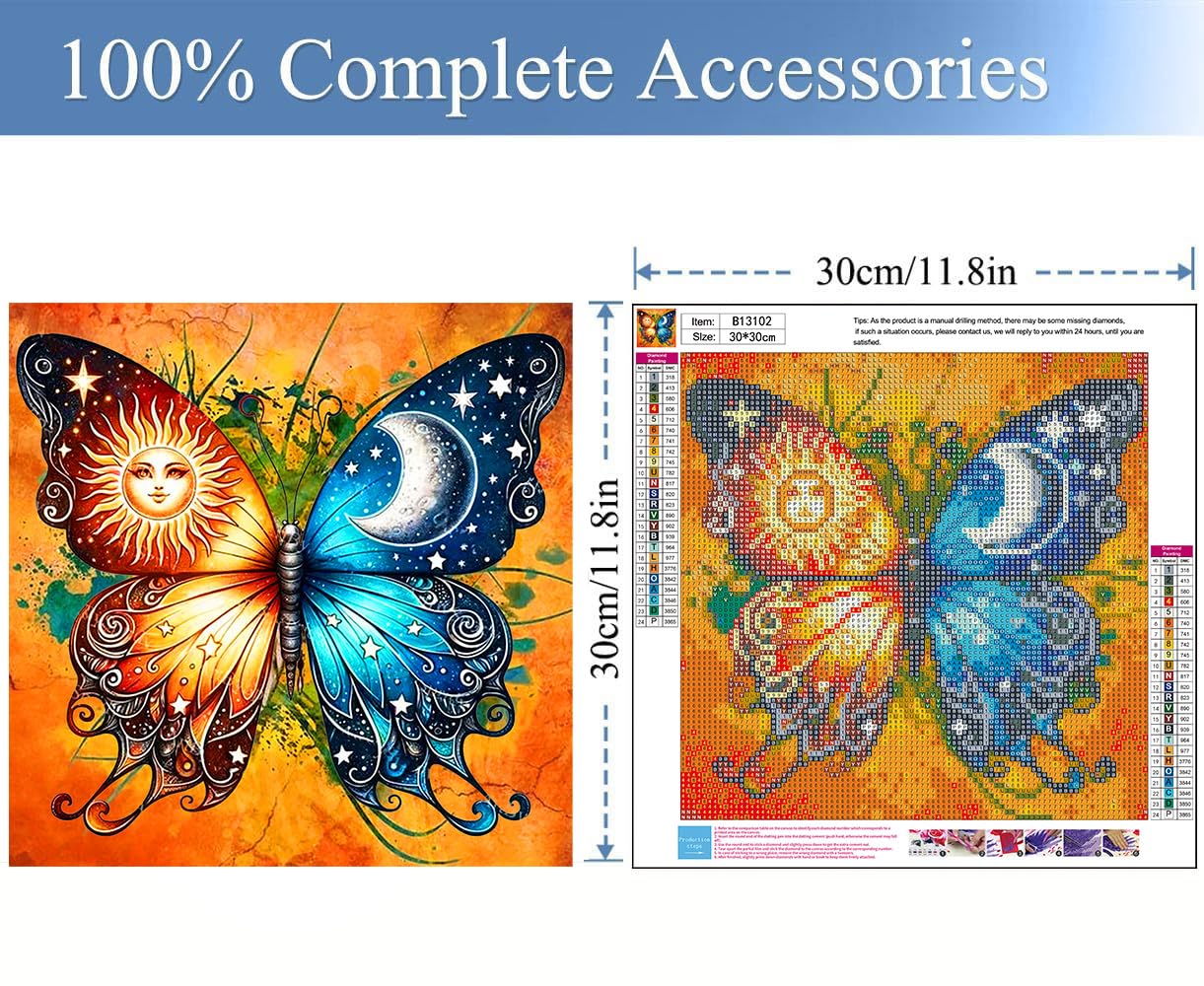 5D Diamond Painting Kit For Adults - Sunflower & Butterfly Pot Full Round Drill, DIY Gem Art, Home Wall Decor 14x14 Inch