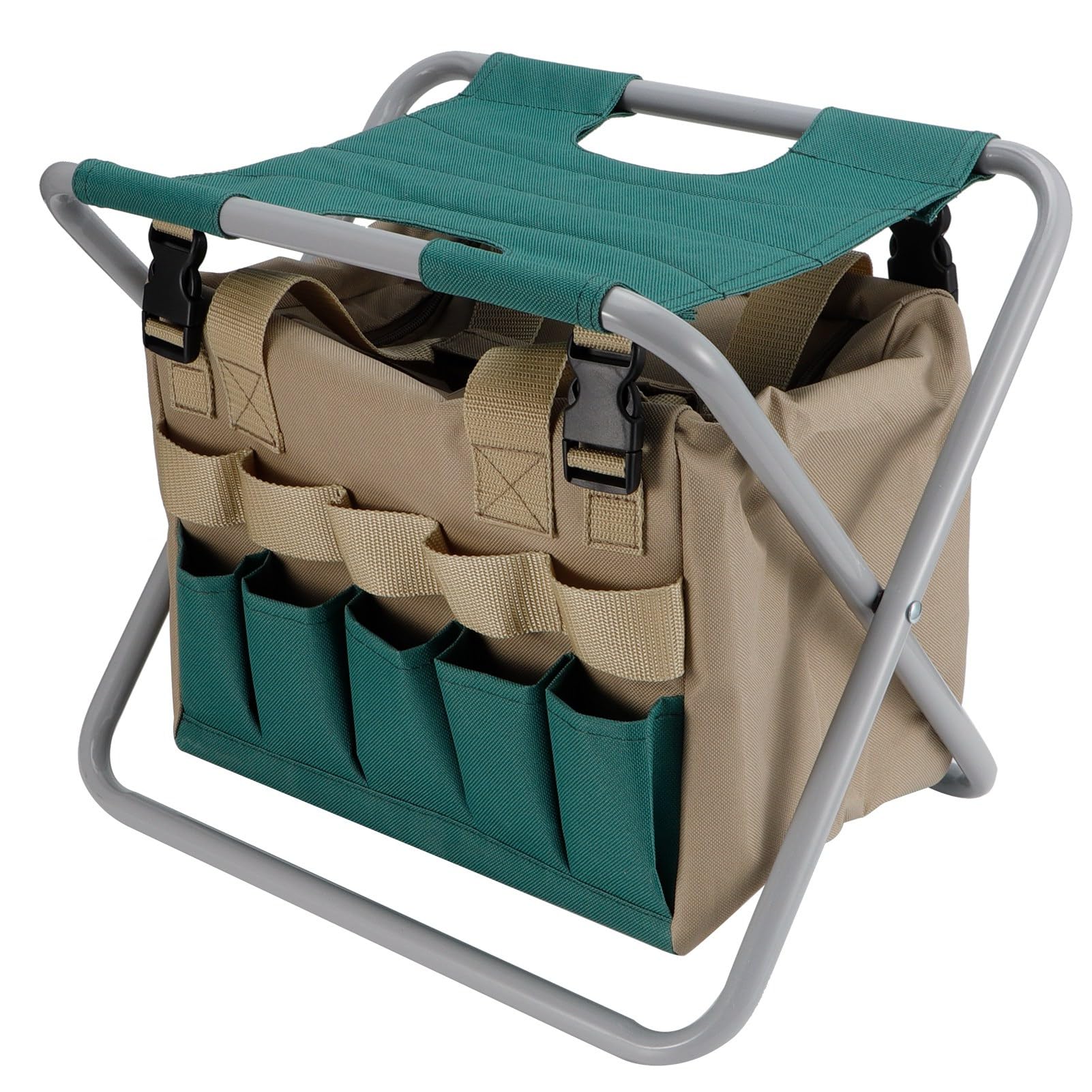 Sgabello da Giardinaggio Sedile Sgabello da Giardino Pieghevole Portatile Multifunzione con Borsa per Attrezzi per Forniture da Campeggio All'aperto