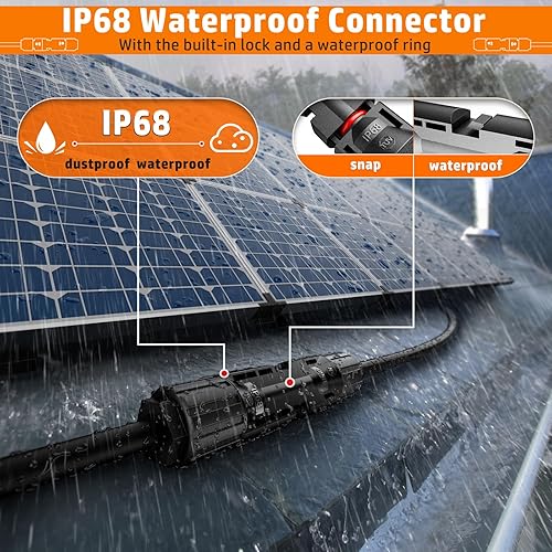 Miniatura 6 de PEBA Kit de herramientas de prensado, crimpadora solar para cable de panel solar AWG 16-10, con 6 pares de conectores solares, pelacables solares y