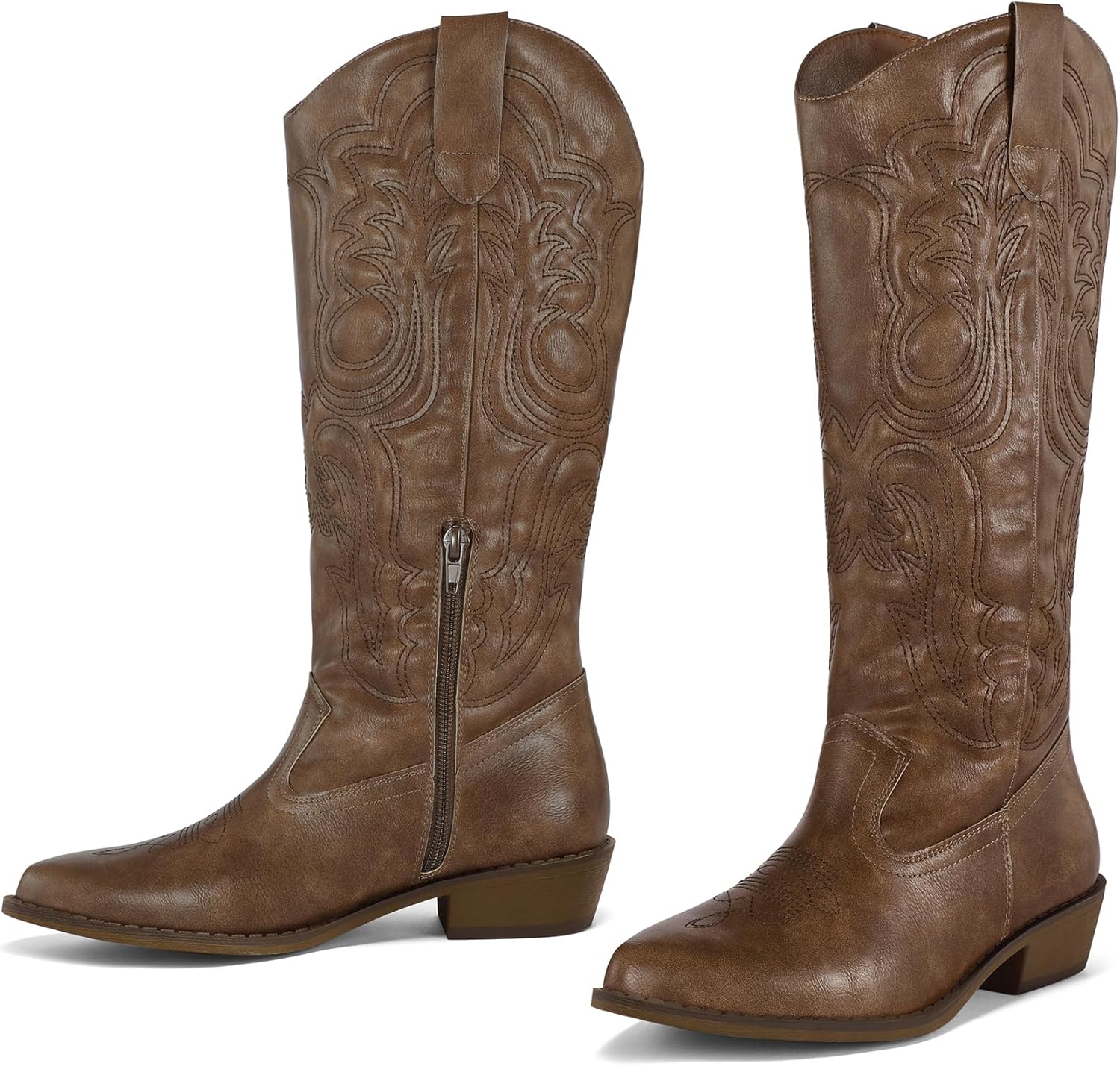 mysoft Women's Cowboy Boots Mid Calf Cowgirl Embroidered Western Pointed Toe... - Picture 27 of 99