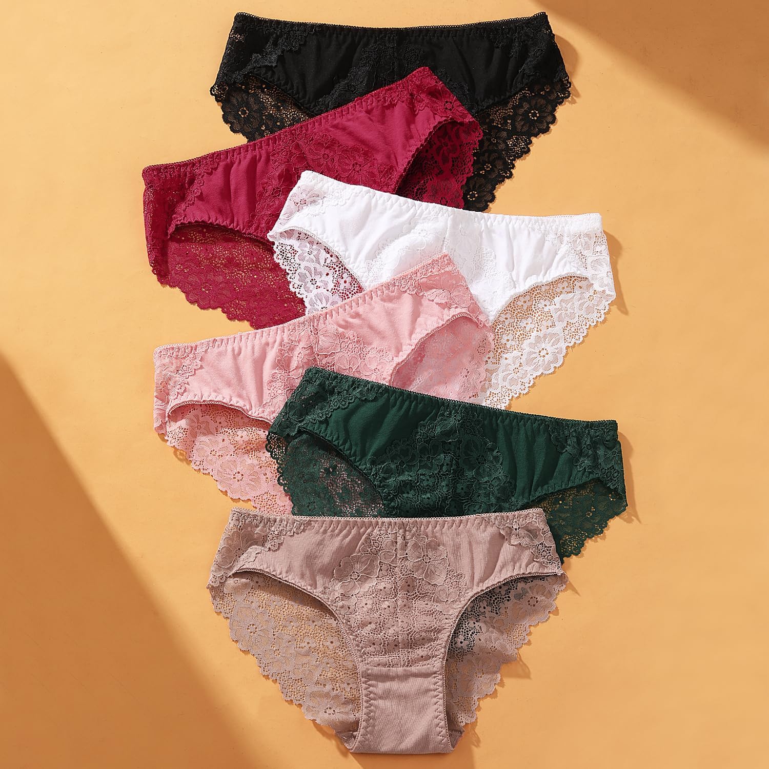 XI LIU 6 Pack Lace Cheeky Underwear for Women Sexy Bikini Panties Breathable Cotton Underwear - Image 8